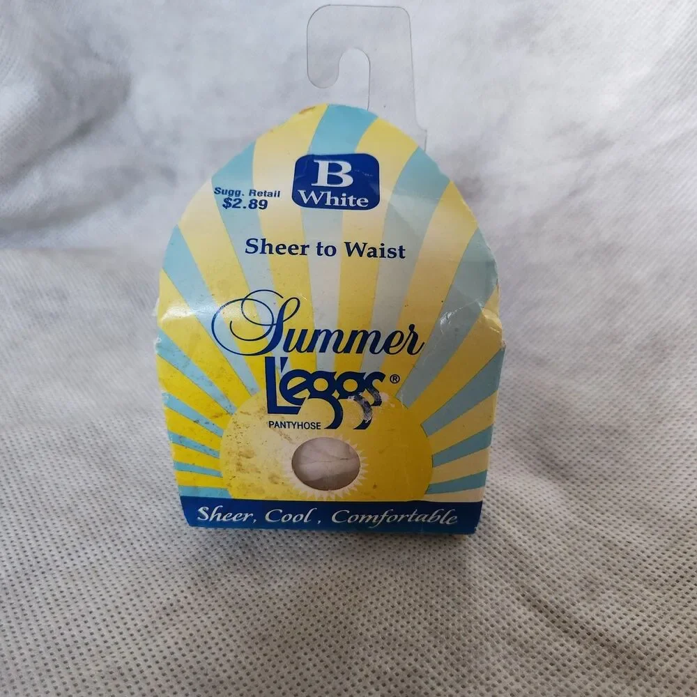 VINTAGE Summer LEGGS Pantyhose Sheer Waist Size B  WHITE